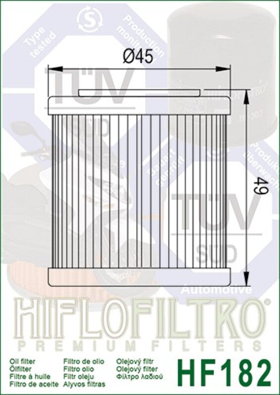 HIFLOFILTRO Oil Filter - HF182 HF182