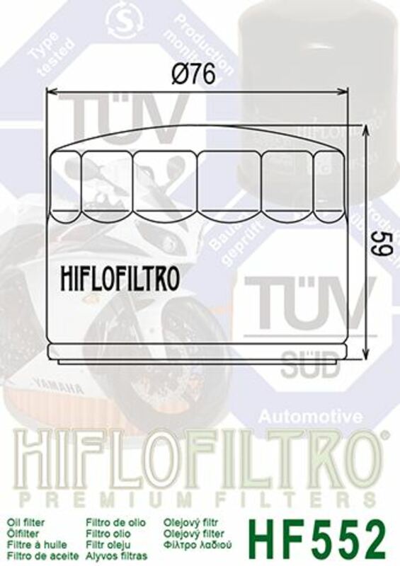 HIFLOFILTRO Oil Filter - HF552 HF552