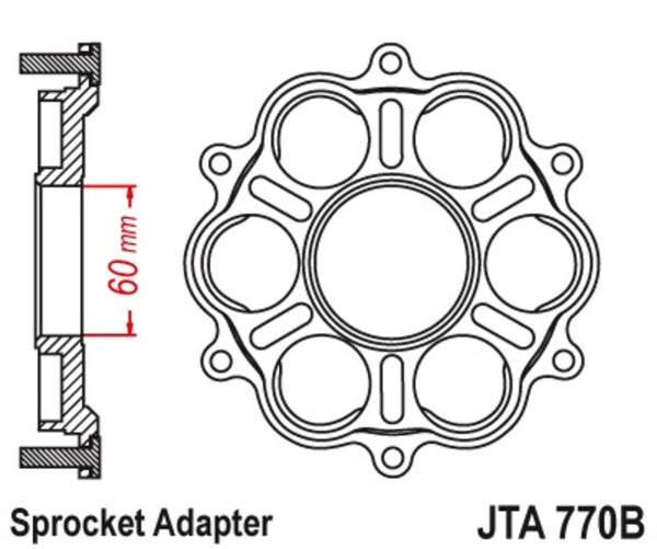 Задният колело носач на JT Sprock - 6 SilentBloc Ducati Panigale/Monster JTA770B