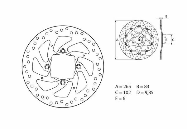 Brembo сериен кръгъл фиксиран спирачен диск 68b407h2