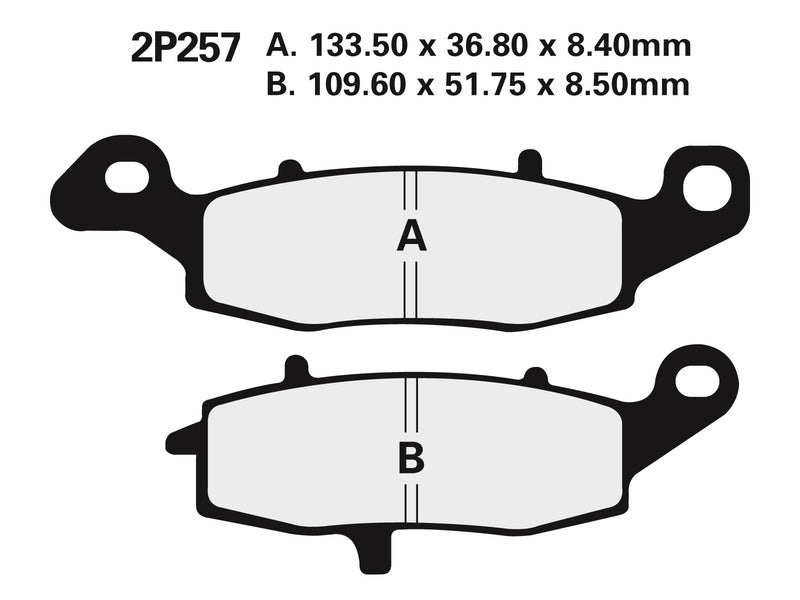 NISSIN Улични полуметални спирачни накладки - 2P-257NS 2P-257NS 