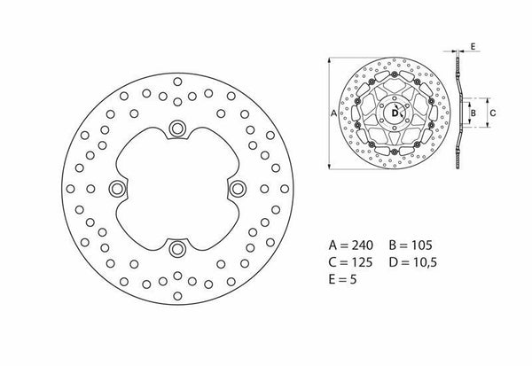 Brembo сериен кръг Фиксиран спирачен диск 68b40780