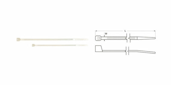 Bihr найлонов кабел връзки 3.6x203mm бял 100 парчета-200i