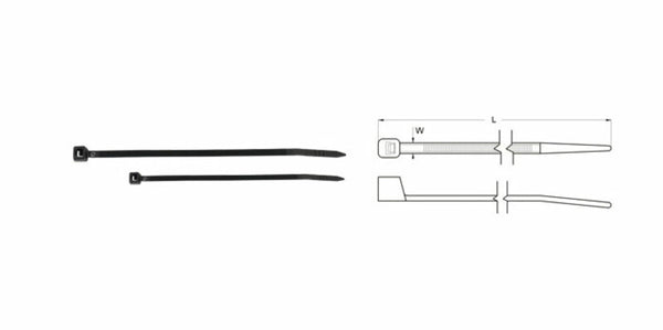Bihr найлонов кабел обвързва 4.6x250mm черен 100 парчета-25thsu