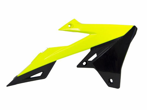 Racetech Radiator Covers Neon Yellow/Black Suzuki RM-Z450 R-CVRMZGFNR18