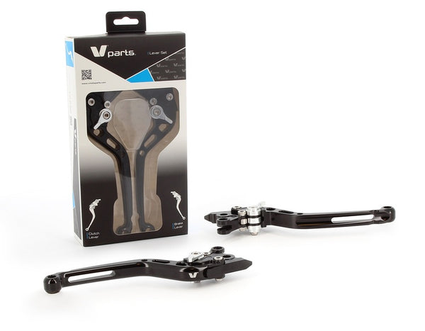 V PARTS Standard Levers 175mm CNC Black/Aluminum Screws with Adapters by Pair Yamaha LV-SL(L10-R22) 