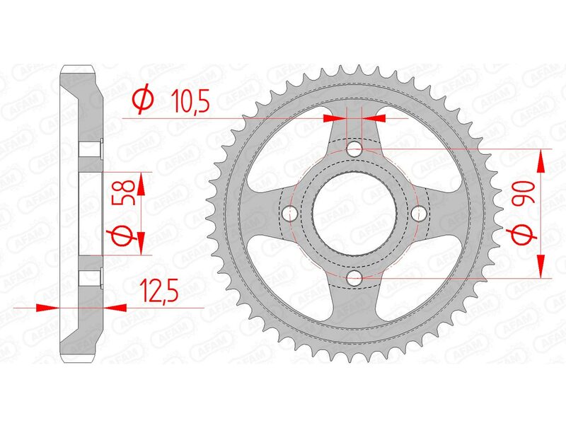 AFAM Steel Standard Rear Sprock 10216 - 428