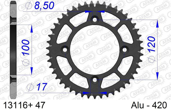 Afam Aluminium Ultra -Light Hard Anodized заден прок 13116 - 420 13116+47