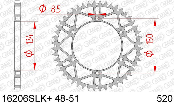 Afam Steel Self -Cleaning задно зъбче 16206 - 520 16206SLK+51
