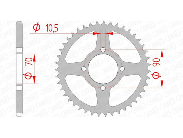 AFAM STEEL STANDARD REAR SPROPET 16310 - 520 16310-43