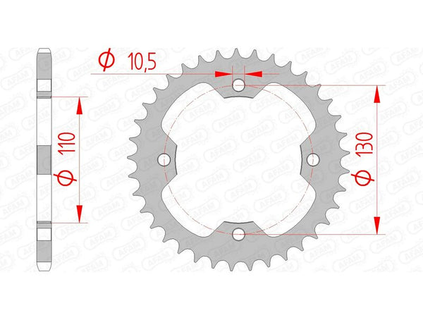 AFAM STEEL STANDARD REAR SPROPET 16406 - 520 16406-36