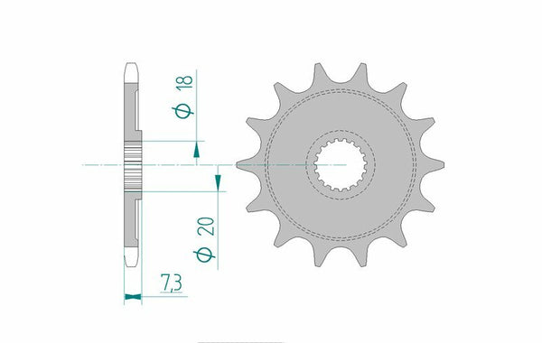 Afam Steel Self -Cleaning Front Sprock 20206 - 520 20206+13