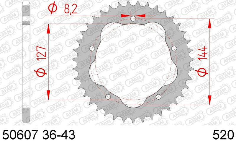 AFAM STEEL STANDARD REAR SPROPET 50607 - 520 - REQUIRES AN AFAM REAR SPROPET CARRIER