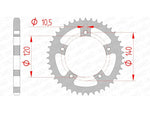 AFAM Steel Standard bakdrev 86500 - 525 för Triumph Bonneville och Scrambler. Hållbart ståldrev med 140 mm bultcirkel och 10,5 mm håldiameter.