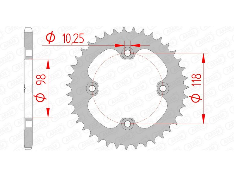 AFAM Steel Standard bakdrev 92401 - 520 för Can-Am DS 450 2009. Hållbart ståldrev med exakta mått för optimal prestanda och passform.