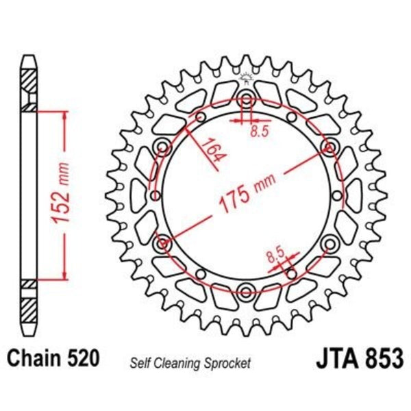 JT Sprock's aluminum Ultra-Light self-cleaning rear sprocket 853-520 JTA853.41