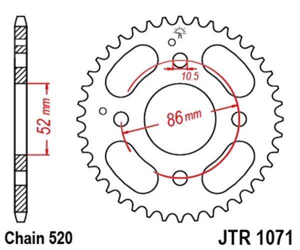 Стоманеното задно спъване на JT Sprock 1071 - 520 JTR1071.30