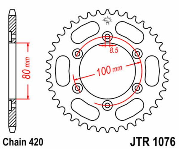 Стоманеното задно с зъбно колело на JT Sprock 1076 - 420 JTR1076.52