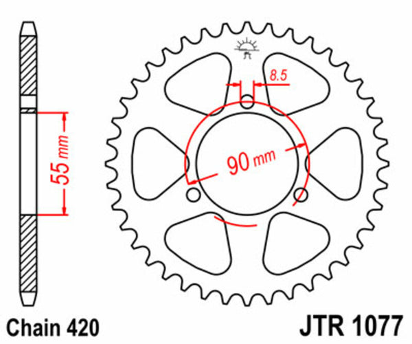 Стоманеното задно зъбно колело на JT Sprock 1077 - 420 JTR1077.47