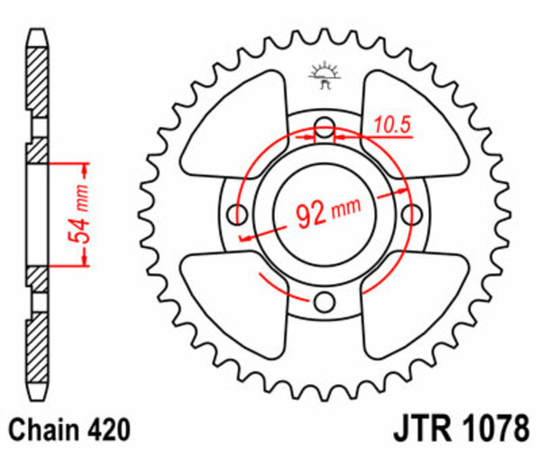 Стоманеното задно зъбно колело на JT Sprock 1078 - 420 JTR1078.47