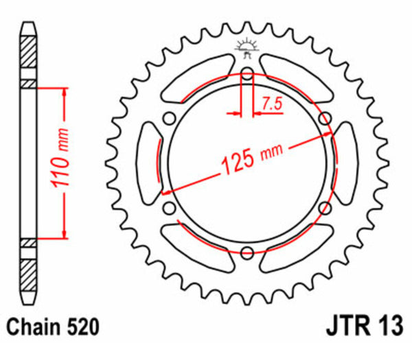 JT Sprock's Steel Standard Rear Sprock 13 - 520 JTR13.41