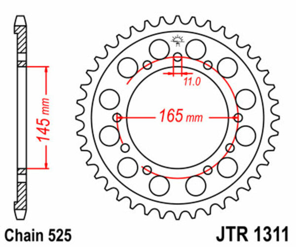 Стоманеното задно спъване на JT Sprock 1311 - 525 JTR1311.44