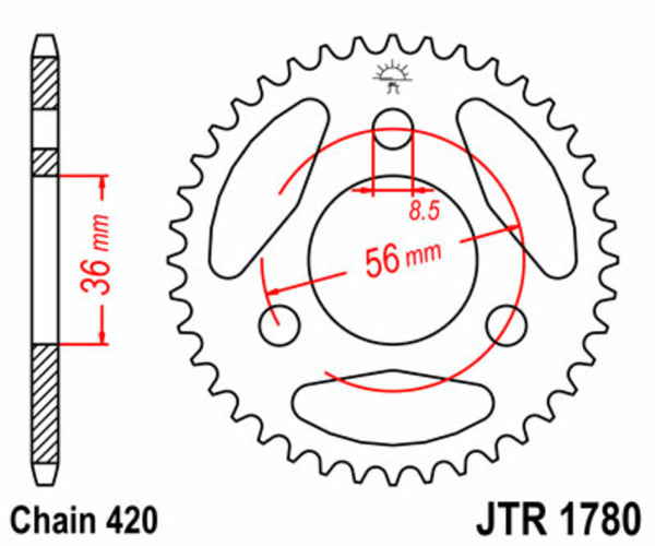 JT Sprock's Steel Standard Rear Sprock 1780 - 420 JTR1780.28