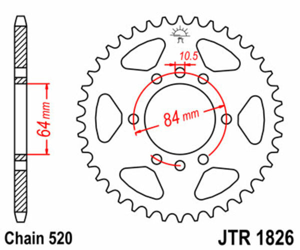 Стоманеното задно спъване на JT Sprock 1826 - 520 JTR1826.37