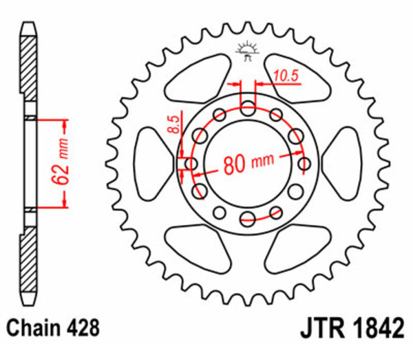 Стоманен заден смот на JT Sprock 1842 - 428 JTR1842.52