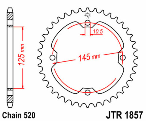 Стоманен заден плотове на JT Sprock 1857 - 520 JTR1857.42