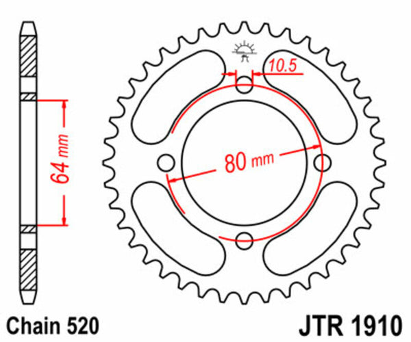 Стоманеното задно с зъбно колело на JT Sprock 1910 - 520 JTR1910.32