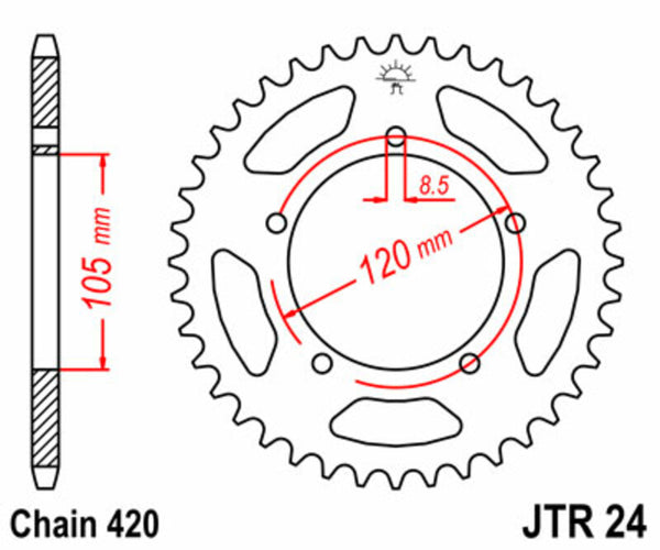 Стоманеният заден плотове на JT Sprock 24 - 420 JTR24.50