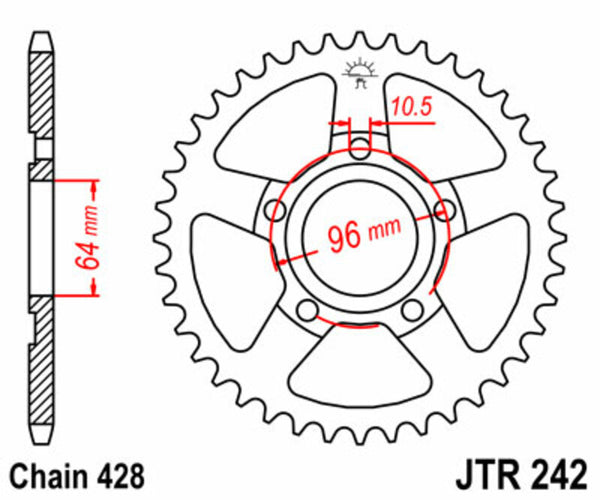 Стоманен заден зъб на JT Sprock 242 - 428 JTR242.53