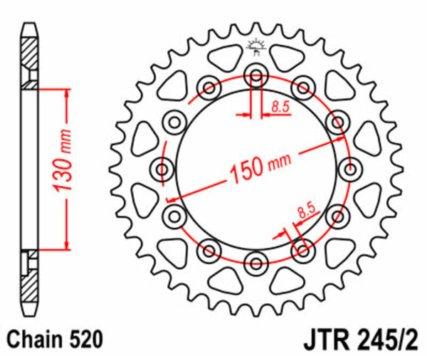 Стоманен заден зъб на JT Sprock 245/2 - 520 JTR245/2.48