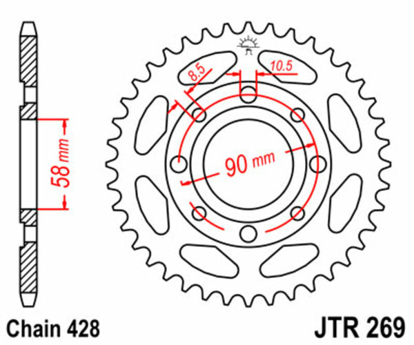 JT Sprock's Steel Standard Rear Sprock 269 - 428 JTR269.49
