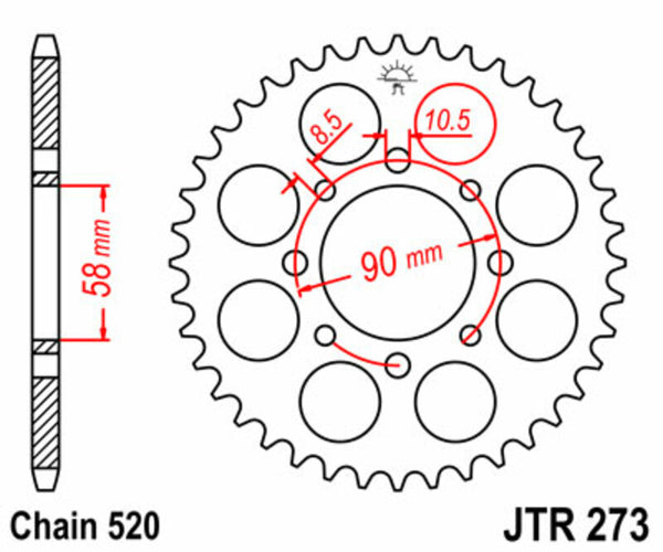 Стоманен заден плотове на JT Sprock 273 - 520 JTR273.45