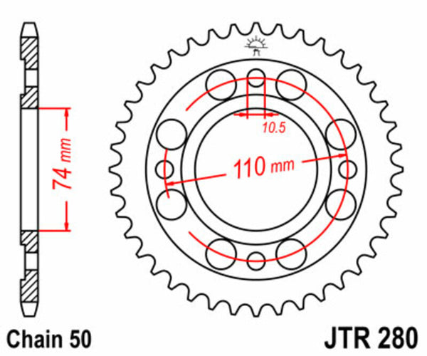 Стоманен заден смотка на JT Sprock 280 - 530 JTR280.33