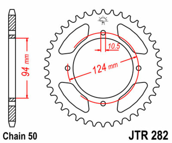 Стоманен заден смотка на JT Sprock 282 - 530 JTR282.37