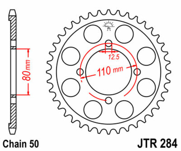 Стоманеното задно с зъбно колело на JT Sprock 284 - 530 JTR284.38