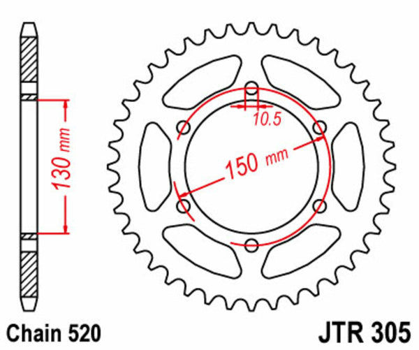 Стоманен заден зъб на JT Sprock 305 - 520 JTR305.46