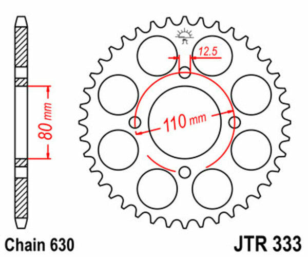 Стоманеният заден смотка на JT Sprock 333 - 630 JTR333.38