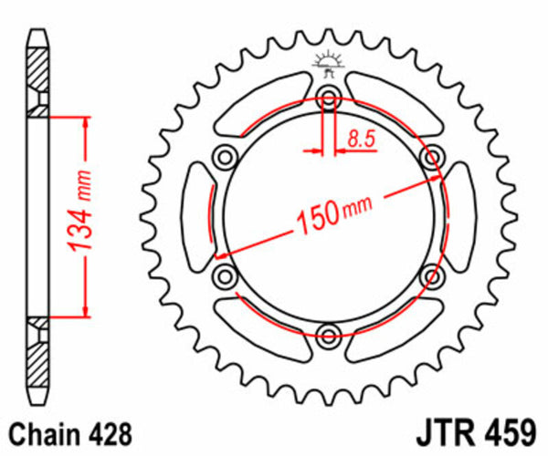 Стоманен заден плотове на JT Sprock 459 - 428 JTR459.52
