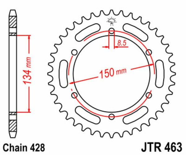 Стоманеното задно с зъбно колело на JT Sprock 463 - 428 JTR463.48