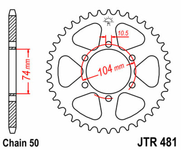 Стоманеното задно спъване на JT Sprock 481 - 530 JTR481.42