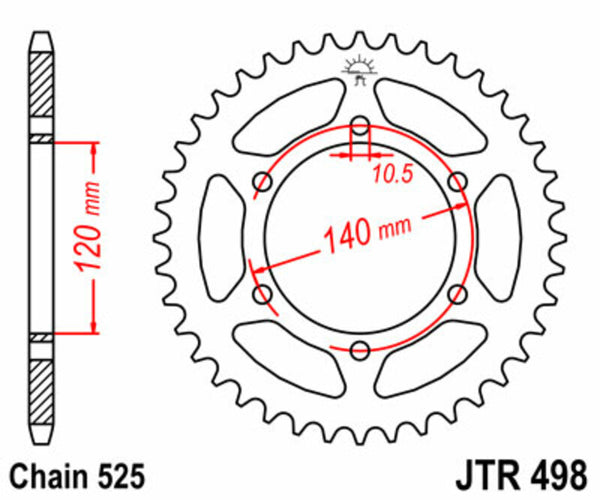 Стоманеното задно зъбно колело на JT Sprock 498 - 525 JTR498.39