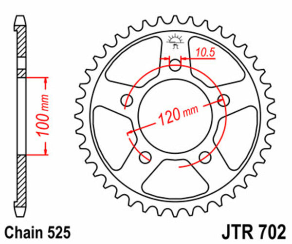 Стоманен заден кокош на JT Sprock 702 - 525 JTR702.42