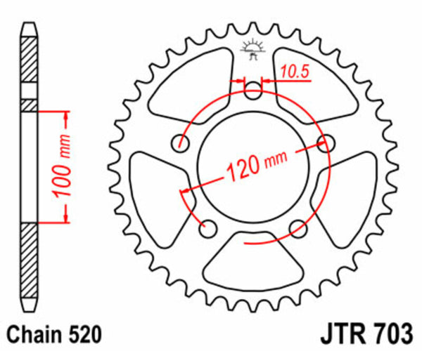 Стоманеното задно сколце на JT Sprock 703 - 520 JTR703.40