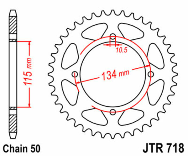 Стоманеното задно слек на JT Sprock 718 - 530 JTR718.48