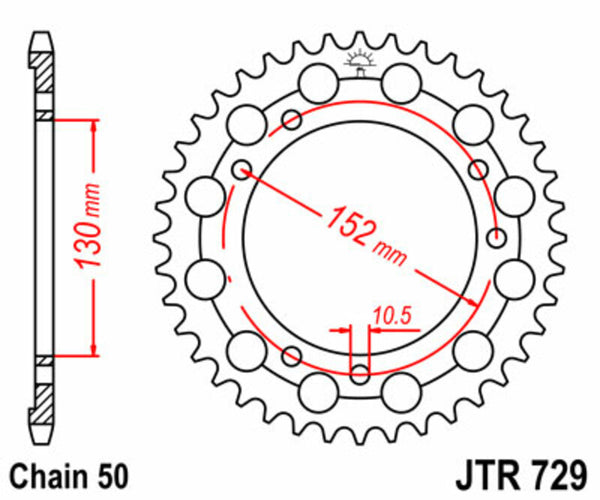 Стоманен заден плотове на JT Sprock 729 - 530 JTR729.46