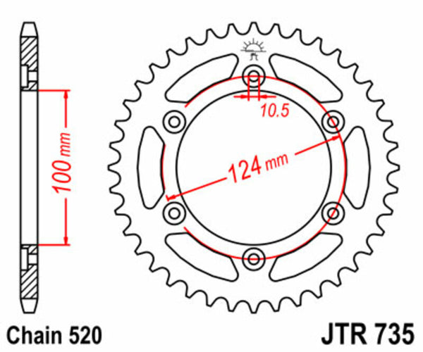 Стоманен заден плотове на JT Sprock 735 - 520 JTR735.37